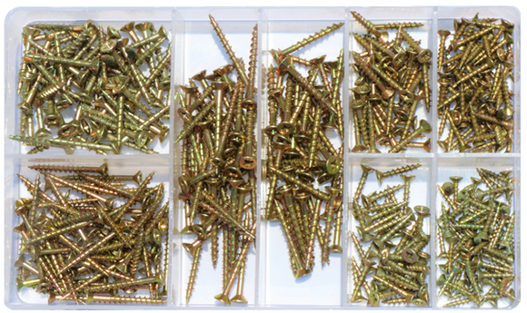 ASSORTED CHIPBOARD SCREW 400PC DIN 7505A - NSSFasteners